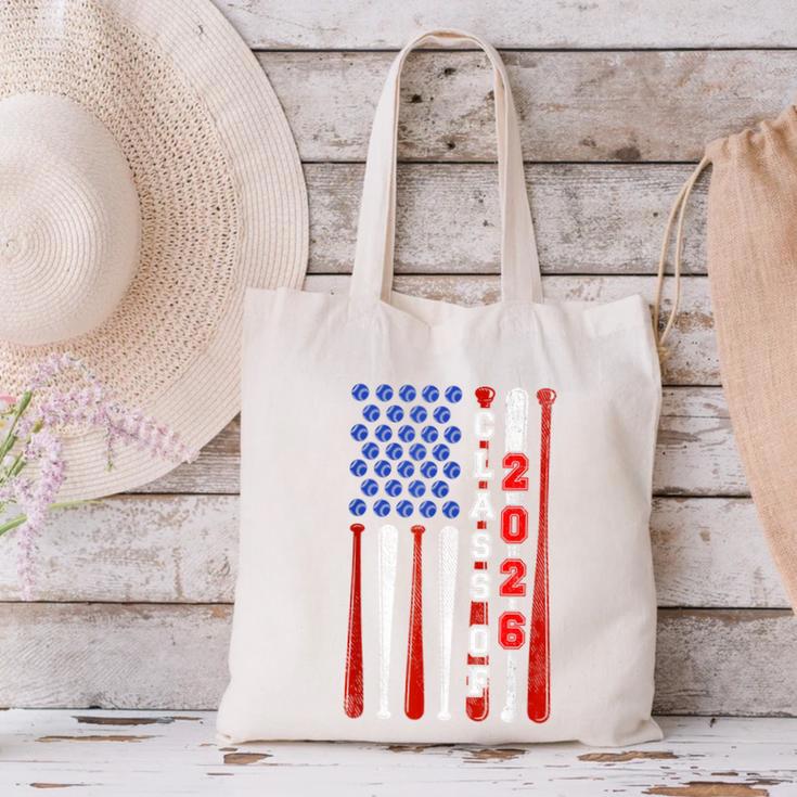 Senior 2026 Baseball American Flag Class Of 2026 Graduation Canvas Tote Bag