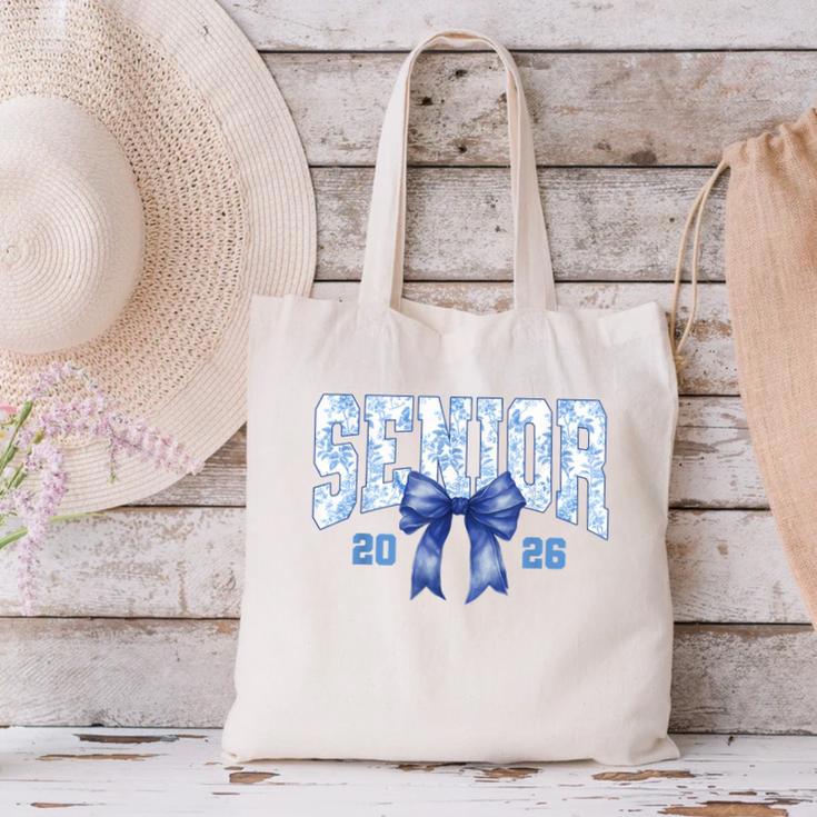 Senior 2026 Class Of 2026 Toile Coquette Bow Graduation 2026 Canvas Tote Bag