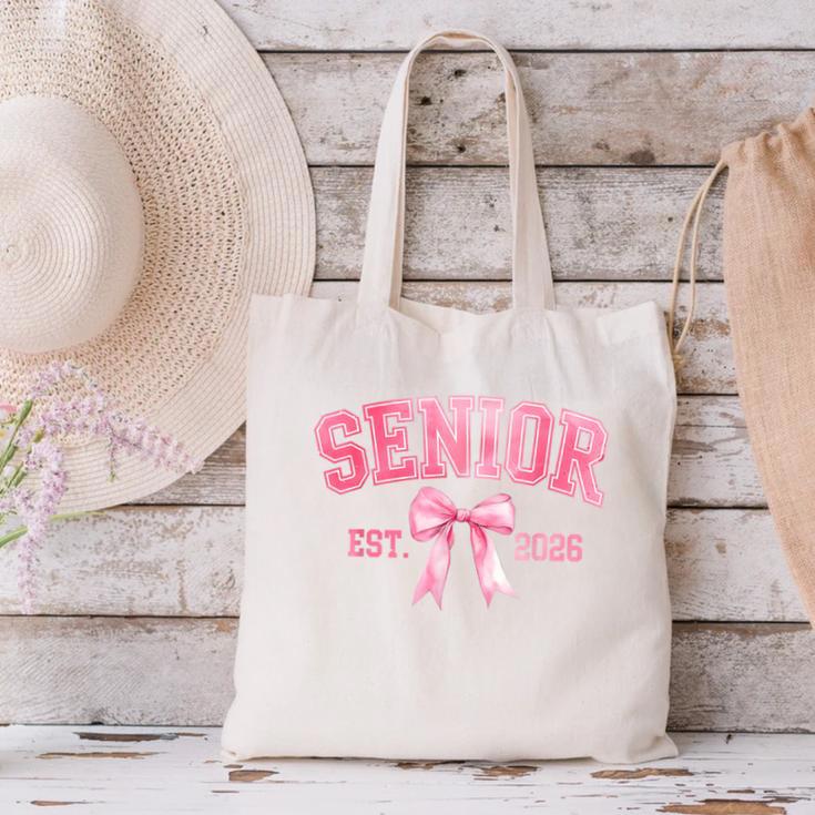 Senior 2026 Coquette Pink Bow Class Of 2026 Graduation Girls Canvas Tote Bag
