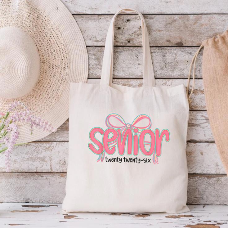 Senior 2026 Coquette Pink Bow Graduation 2026 Class Of 2026 Canvas Tote Bag