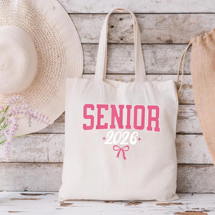 Senior 2026 Pink Coquette Bow Class Of 2026 Graduation Women Canvas Tote Bag