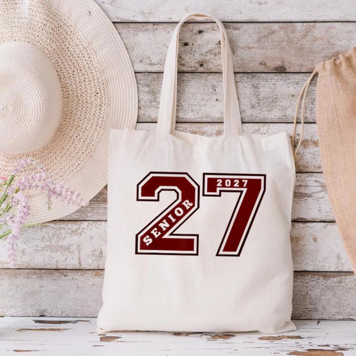 Senior 2027 Maroon Senior Class Of 27 Jersey Graduation Canvas Tote Bag