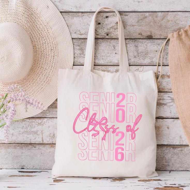 Senior Class Of 2026 Coquette Bow Graduation 2026 Girl Women Canvas Tote Bag