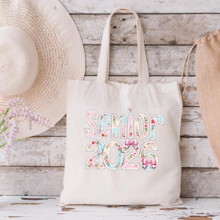 Senior Class Of 2026 Graduation 2026 Coquette Pink Bow Cute Canvas Tote Bag