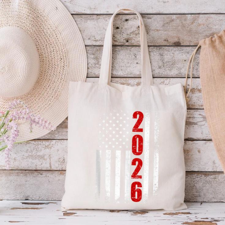 Senior Class Of 2026 Patriotic American USA Flag Graduation Canvas Tote Bag