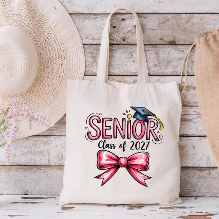Senior Class Of 2027 Coquette Pink Bow Graduation 2027 Girls Canvas Tote Bag
