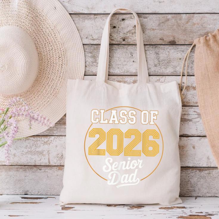 Senior Dad Class Of 2026 Purple Retro Vintage Graduation Canvas Tote Bag