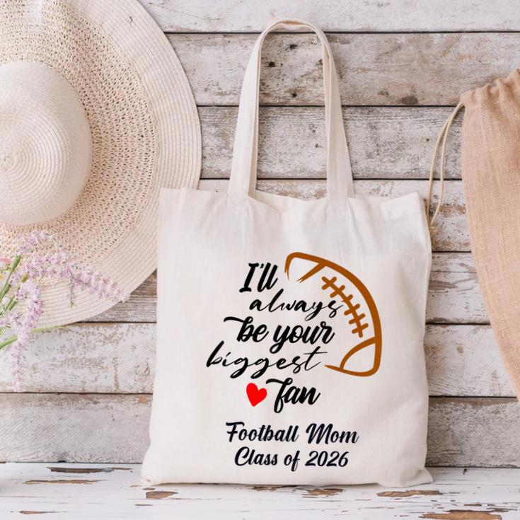 Senior Football Mom Class Of 2026 Graduation Graduate Canvas Tote Bag