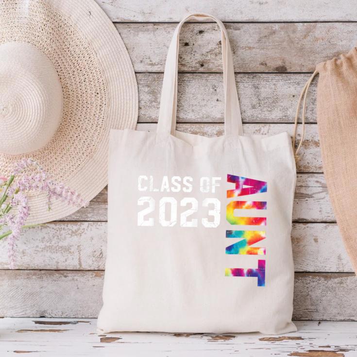 Senior Graduation Class Of 2023 Aunt Senior Tie Dye Canvas Tote Bag