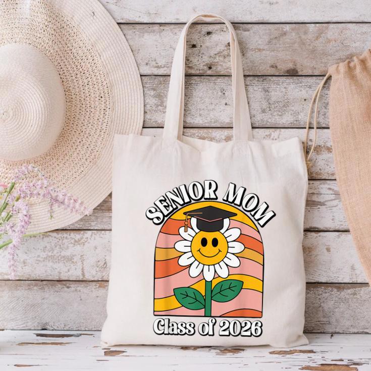 Senior Mom Class Of 2026 Daisy Flower Retro Graduation Canvas Tote Bag