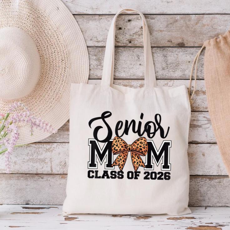 Senior Mom Class Of 2026 Graduation Leopard Coquette Bow Canvas Tote Bag