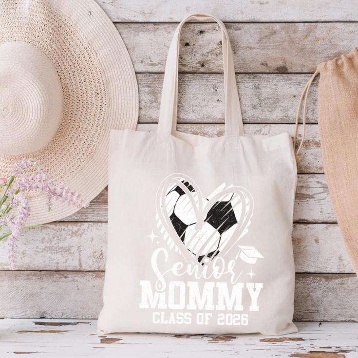 Senior Mommy Class Of 2026 Soccer Graduation Heart Premium Tri-Blend Canvas Tote Bag