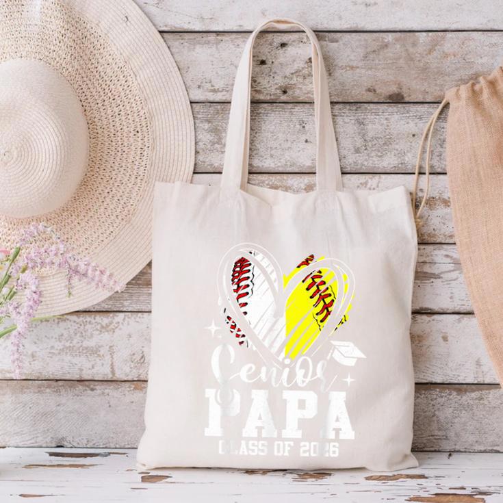 Senior Papa Class Of 2026 Baseball Softball Graduation Heart Canvas Tote Bag