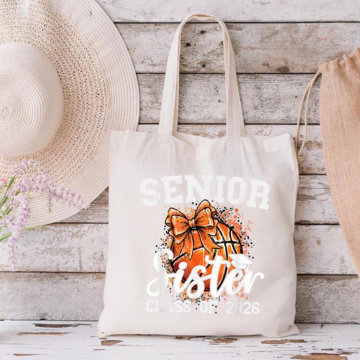 Senior Sister Class Of 2026 Coquette Basketball Graduation Canvas Tote Bag