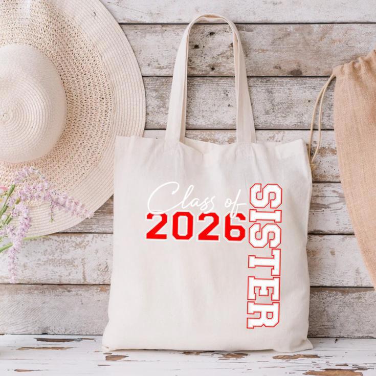Senior Sister Class Of 2026 Proud Big Sis Graduation Family Canvas Tote Bag