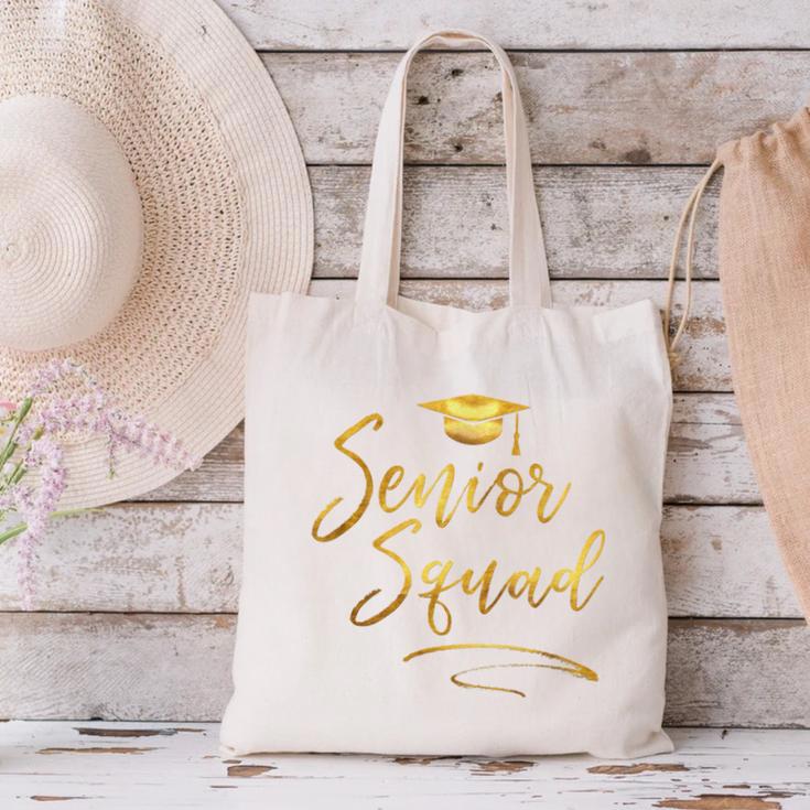 Senior Squad Graduation With Golden Cap Team Canvas Tote Bag