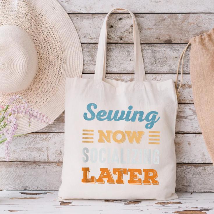 Sewing Now Minimal Socializing Introvert Vintage Canvas Tote Bag
