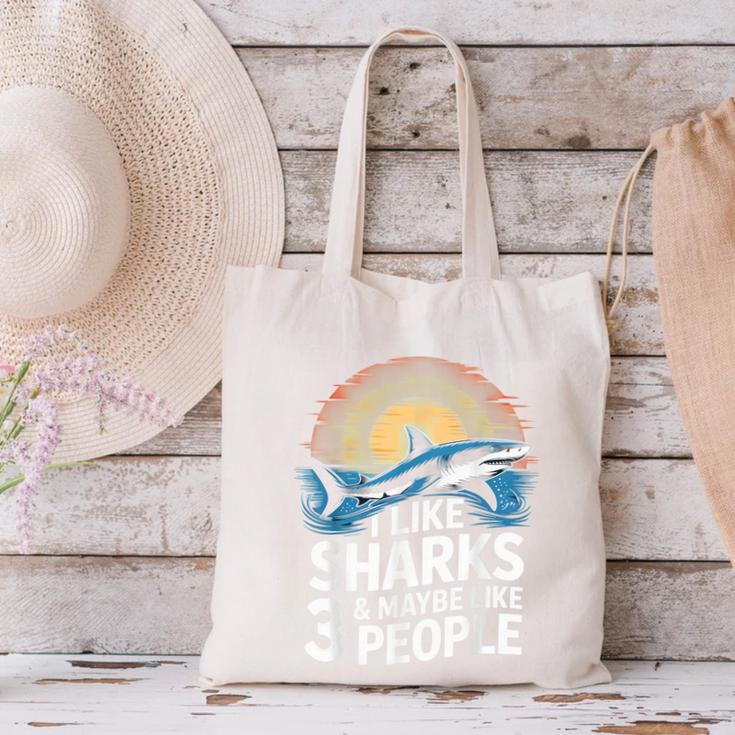 I Like Sharks & Maybe Like 3 People Humor Introverts Summer Canvas Tote Bag
