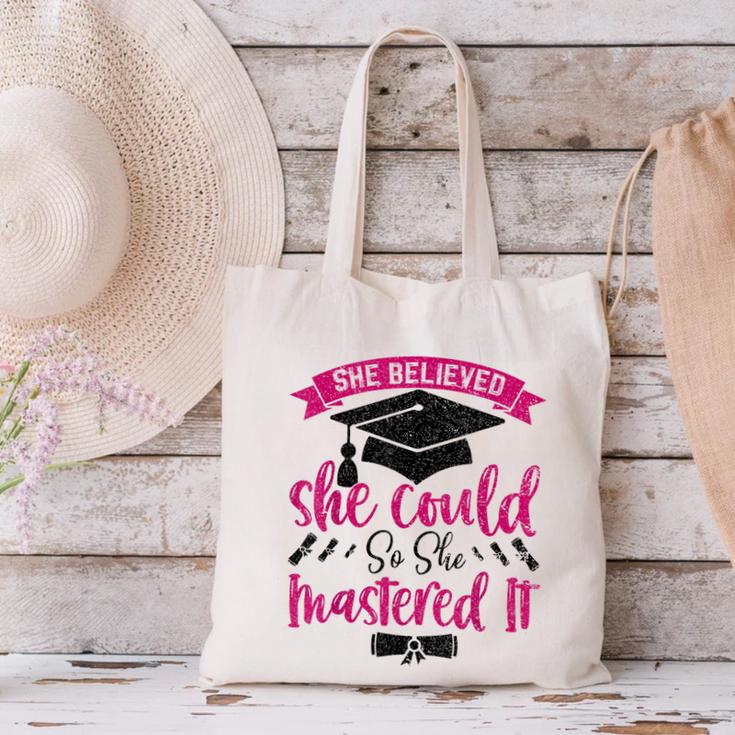 She Believed She Could So She Mastered It Graduation Canvas Tote Bag