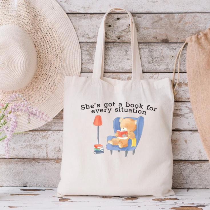She's Got A Book For Every Situation Canvas Tote Bag She's Got A Book For Every Situation Canvas Tote Bag