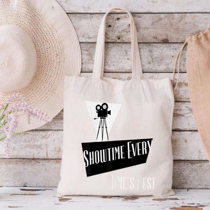 Showtime Every Moment Cinema Nostalgia Film Buff Humor Canvas Tote Bag