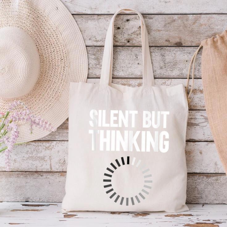 Silent But Thinking Introvert Canvas Tote Bag Silent But Thinking Introvert Canvas Tote Bag