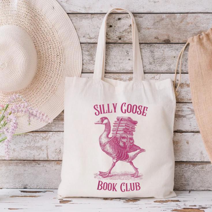 Silly Goose Book Club Canvas Tote Bag