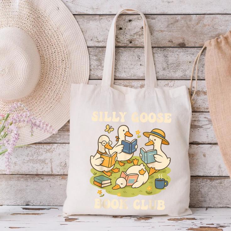 Silly-Goose Book Club Goose And Book Lovers Canvas Tote Bag
