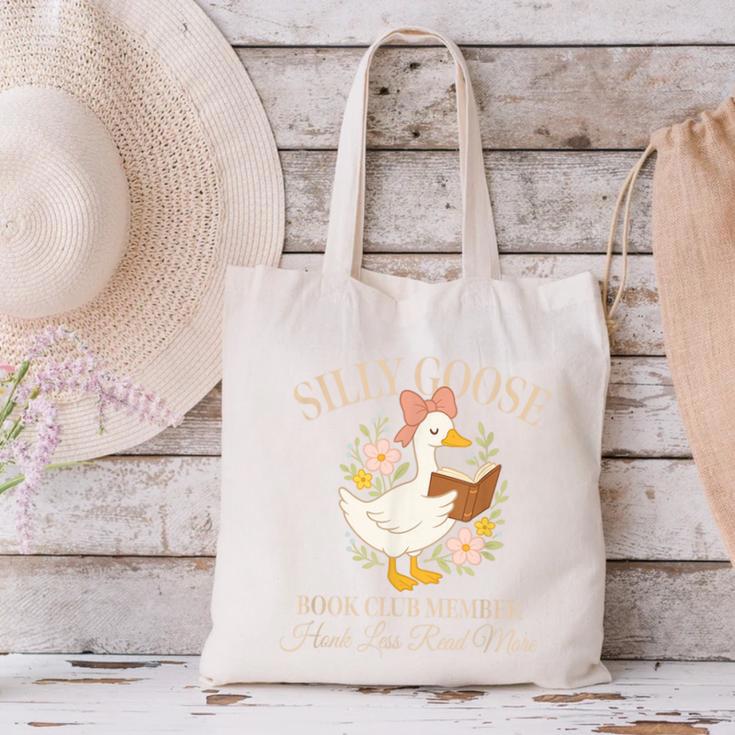 Silly Goose Book Club Member Reading Lover Canvas Tote Bag