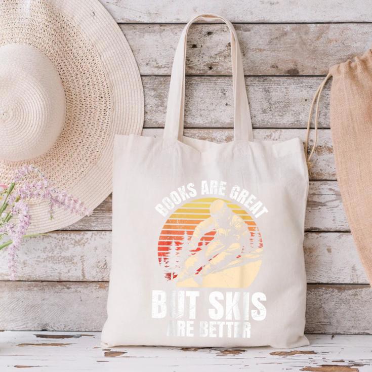 Skier BOOKS ARE GREAT BUT SKIS ARE BETTER Vintage Canvas Tote Bag