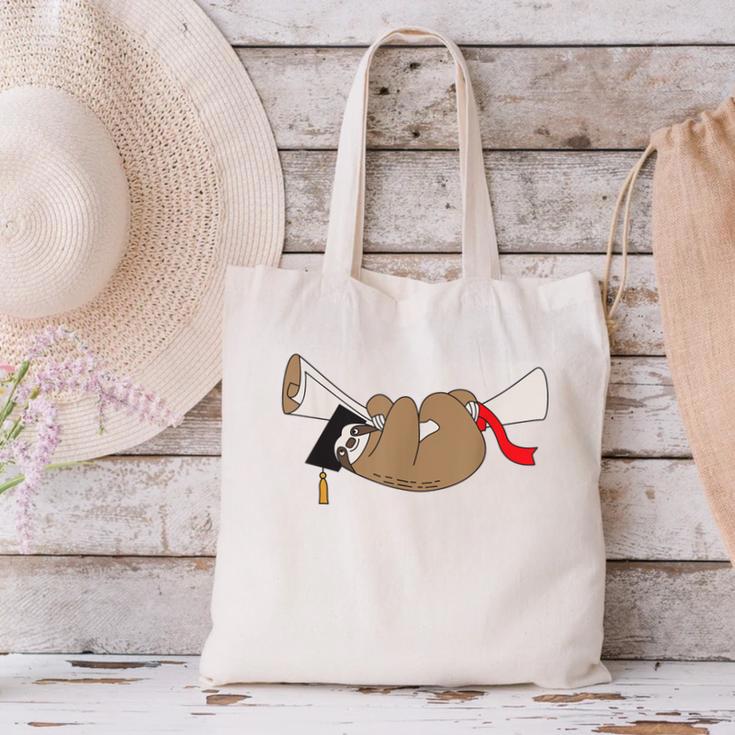 Sloth Graduation Shirt Cute Animal Diploma Grad Canvas Tote Bag