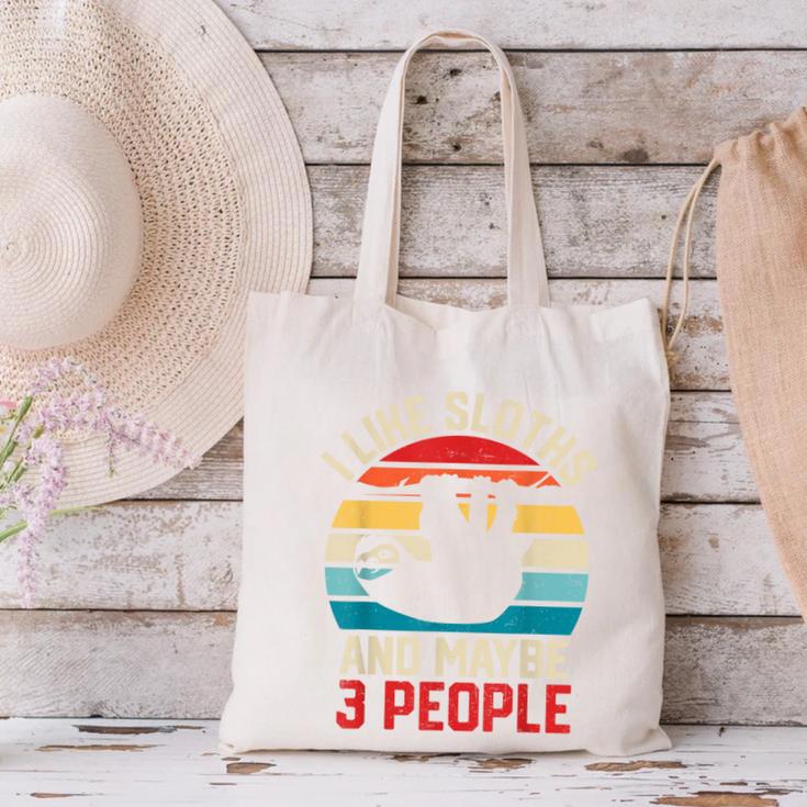 I Like Sloths And Maybe 3 People Sloth Introvert Vintage Canvas Tote Bag I Like Sloths And Maybe 3 People Sloth Introvert Vintage Canvas Tote Bag