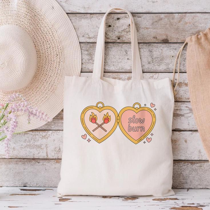 Slow Burn Romance Book Lover Tee Canvas Tote Bag Slow Burn Romance Book Lover Tee Canvas Tote Bag