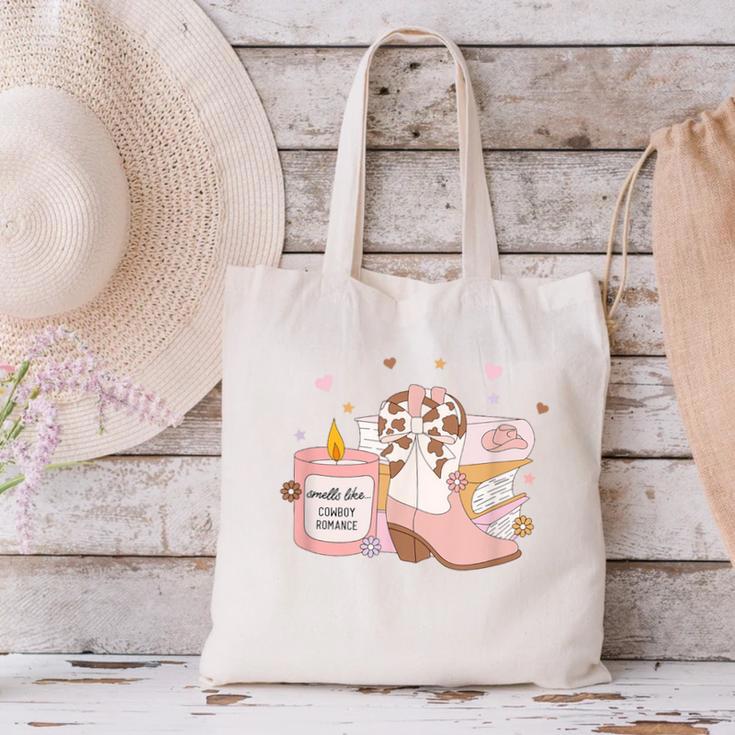 Smells Like Cowboy Romance Book Lover Canvas Tote Bag