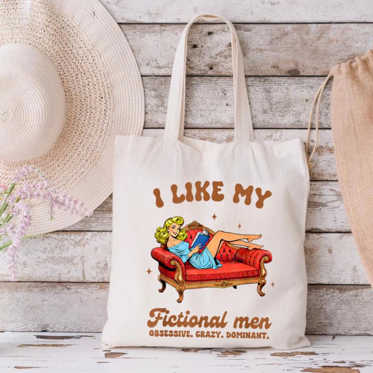 Smutty Book Lover I Like My Fictional Men Spicy Book Canvas Tote Bag