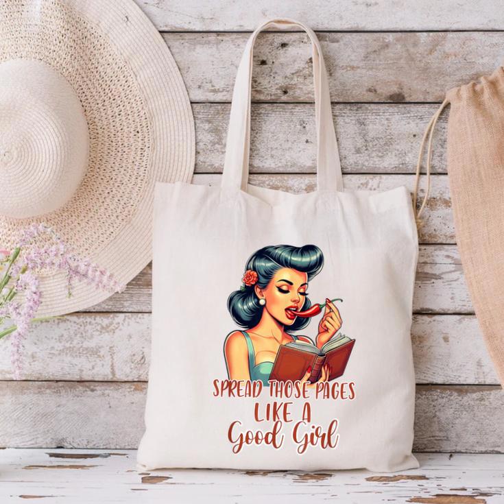Smutty Spicy Book Reader Spread Those Pages Like A Good Girl Canvas Tote Bag