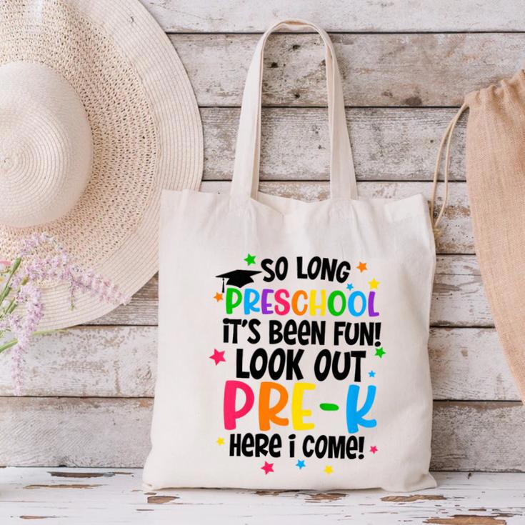 So Long Preschool Pre-K Here I Come Graduation Canvas Tote Bag