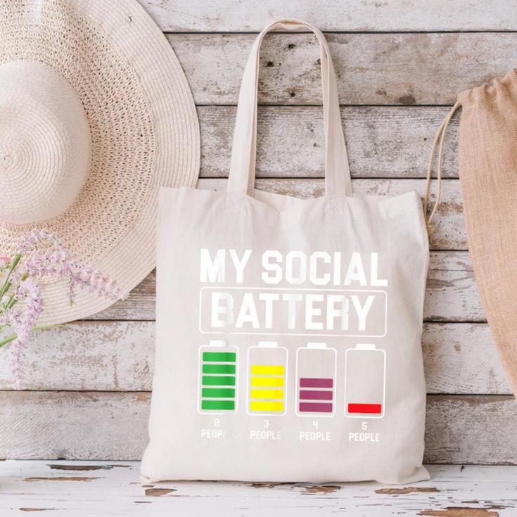 My Social Battery Introverted Low Energy Antisocial Canvas Tote Bag My Social Battery Introverted Low Energy Antisocial Canvas Tote Bag