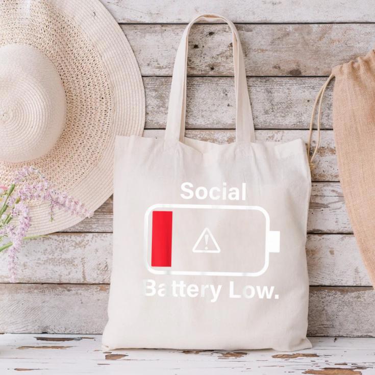 Social Battery Low Anti-Social Introvert Canvas Tote Bag