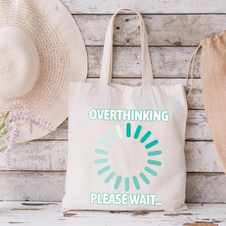 Social Introvert's Overthinking Please Wait Awkward Humor Canvas Tote Bag Social Introvert's Overthinking Please Wait Awkward Humor Canvas Tote Bag