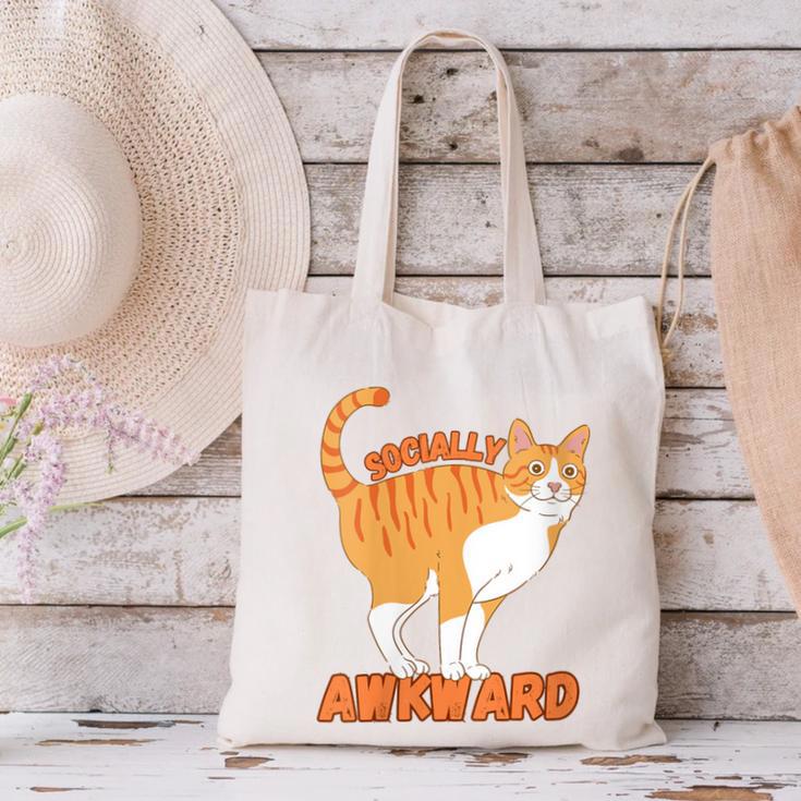 SOCIALLY AWKWARD FUNNY CAT ANTISOCIAL INTROVERT WEIRD Canvas Tote Bag SOCIALLY AWKWARD FUNNY CAT ANTISOCIAL INTROVERT WEIRD Canvas Tote Bag