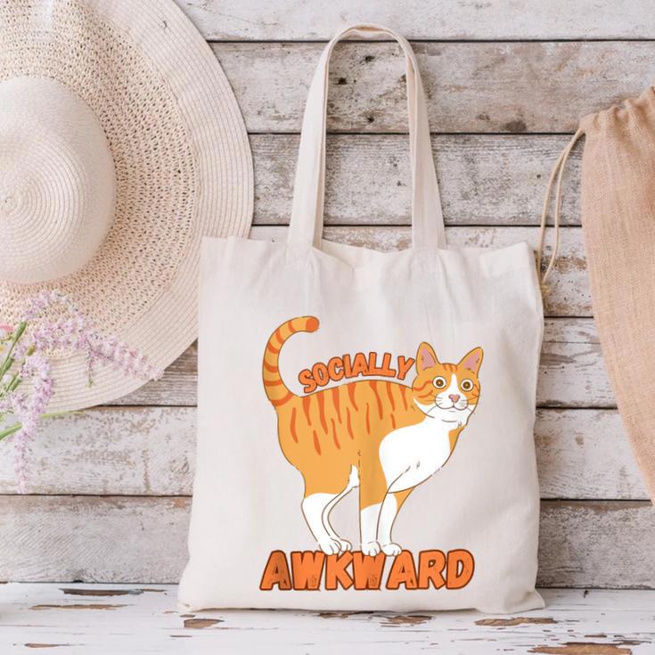 SOCIALLY AWKWARD FUNNY CAT ANTISOCIAL INTROVERT WEIRD Canvas Tote Bag SOCIALLY AWKWARD FUNNY CAT ANTISOCIAL INTROVERT WEIRD Canvas Tote Bag