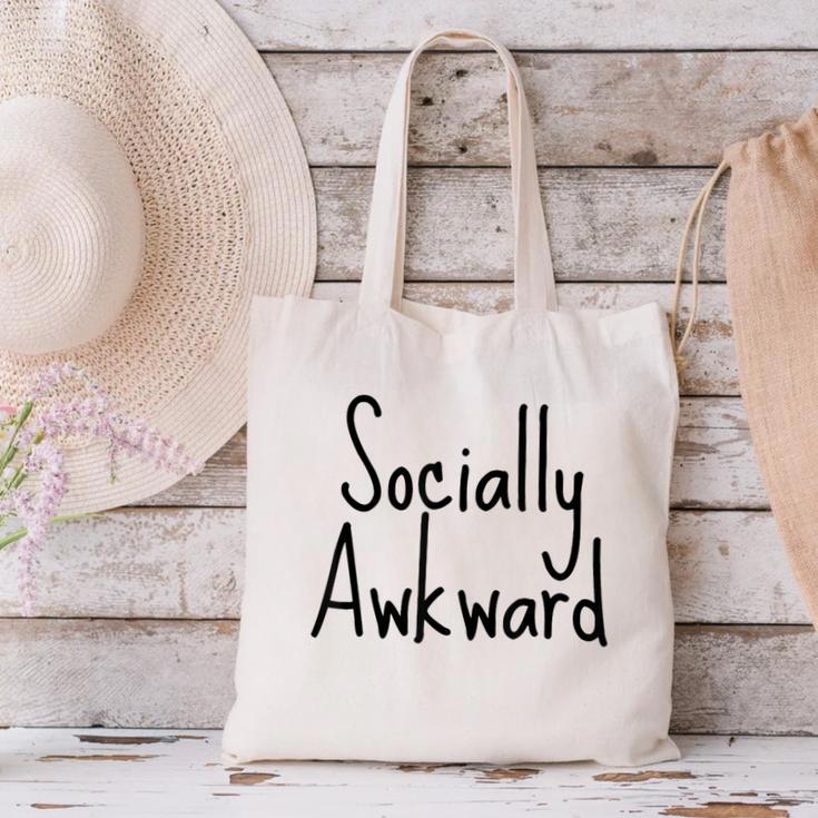 Socially Awkward Introvert Anxious Social Awkwardness Canvas Tote Bag Socially Awkward Introvert Anxious Social Awkwardness Canvas Tote Bag