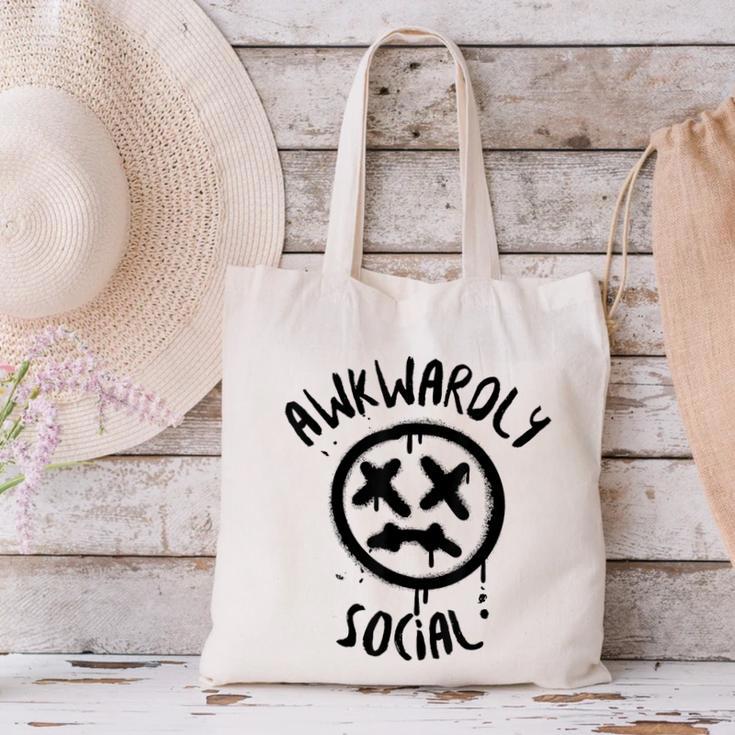 Socially Awkward Introvert Social Anxious Awkwardly Social Canvas Tote Bag Socially Awkward Introvert Social Anxious Awkwardly Social Canvas Tote Bag