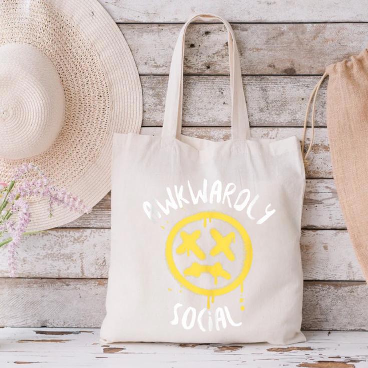 Socially Awkward Introvert Social Anxious Awkwardly Social Canvas Tote Bag