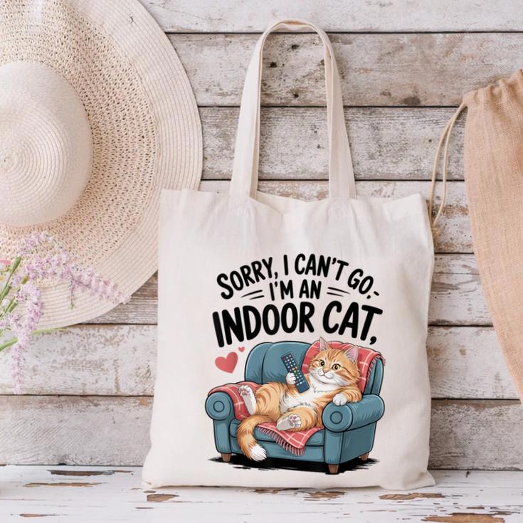 Sorry I Can’t Go I’m An Indoor Cat Couch Introvert Cat Canvas Tote Bag