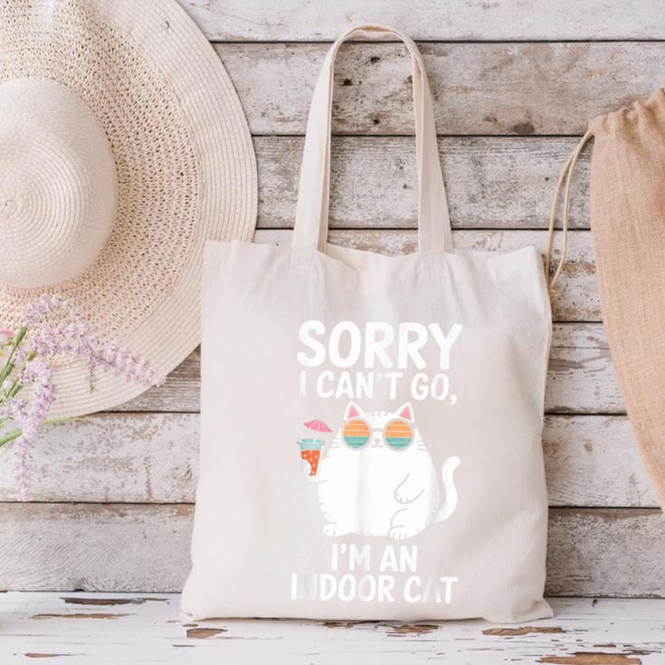 Sorry I Can’t Go I’m An Indoor Cat Introvert Cat Canvas Tote Bag