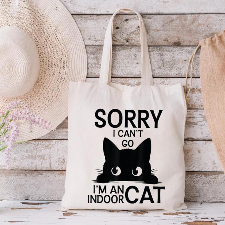 Sorry I Can't Go I'm An Indoor Cat Introvert Cats Canvas Tote Bag Sorry I Can't Go I'm An Indoor Cat Introvert Cats Canvas Tote Bag