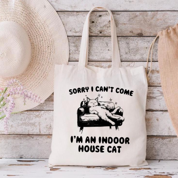 Sorry I Can't Go I'm An Indoor Cat Introvert Saying Canvas Tote Bag Sorry I Can't Go I'm An Indoor Cat Introvert Saying Canvas Tote Bag