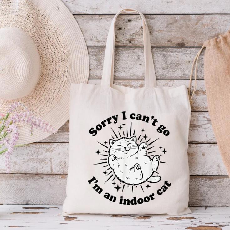 Sorry I Can't Go I'm An Indoor Cat Quote Introvert Canvas Tote Bag